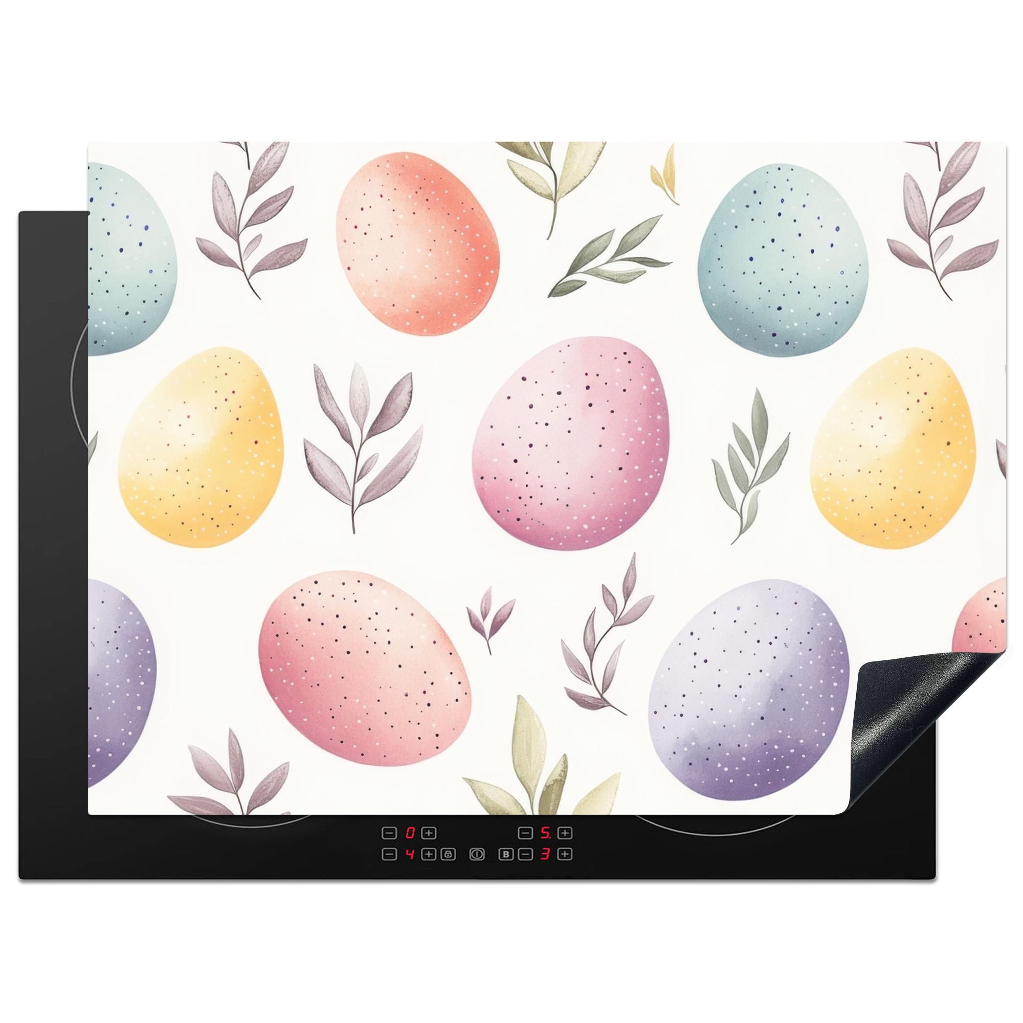 HERDABDECKPLATTE Eier - Bunt - Muster Induktionsmatte 71x52 cm - Weiß, Kunststoff (71/52/0.2cm) - MuchoWow