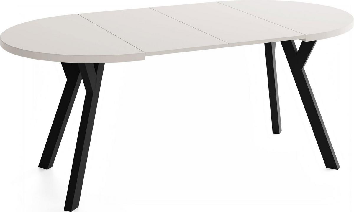 ESSTISCH Vero rund ausziehbar verlängerbar, Kaschmir 100-200/100/77 cm - Kaschmir/Beige, Holz/Holzwerkstoff (100/200/76.5cm) - WFL GROUP