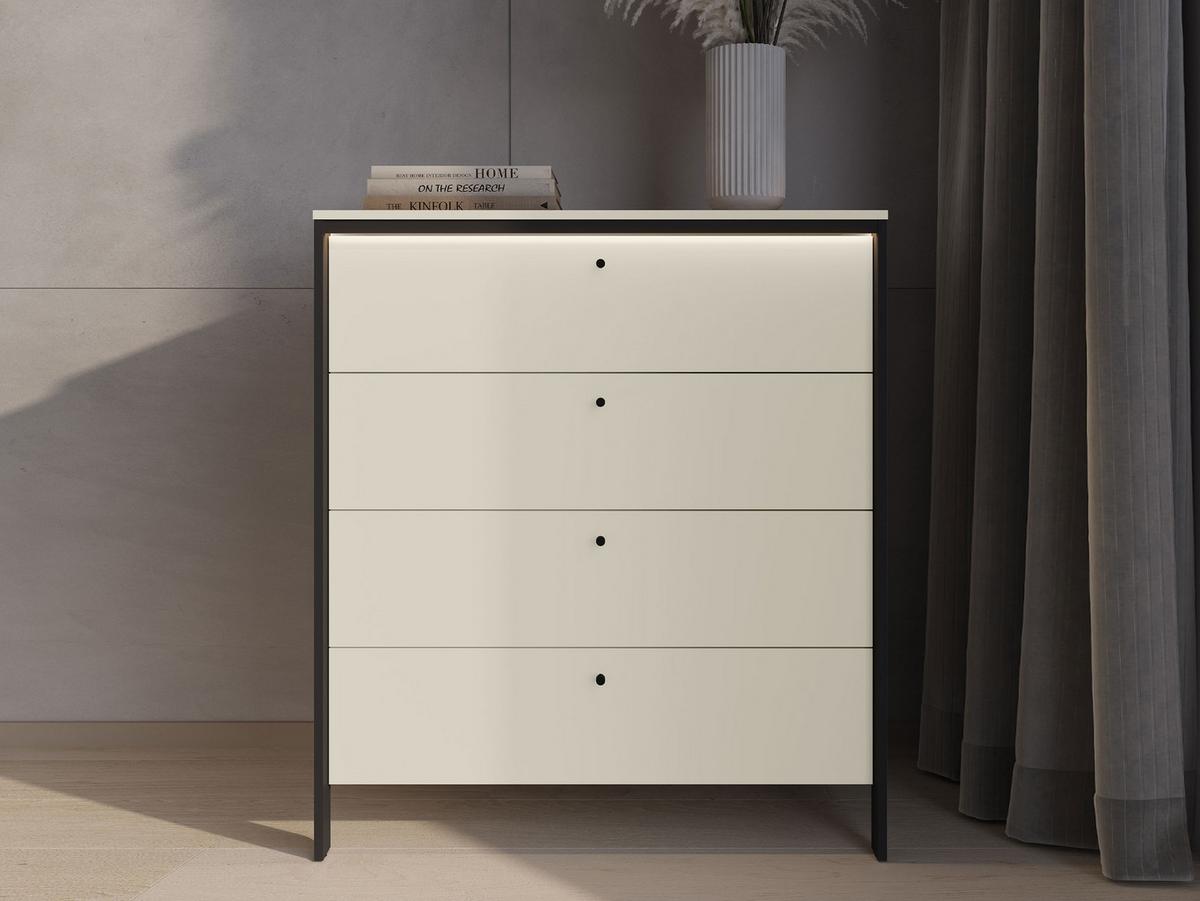 KOMMODE 4S Enna EN-03 - Sandfarben/Schwarz, Holzwerkstoff/Kunststoff (101/115/49cm) - MIRJAN24