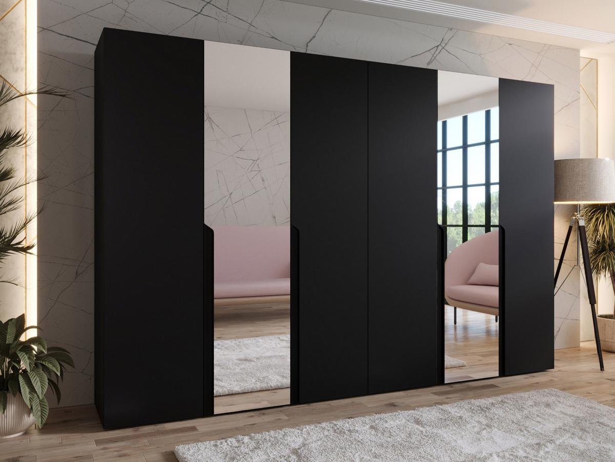 DREHTÜRENSCHRANK Mila II 300 - Schwarz, Holzwerkstoff/Kunststoff (300/202/52cm) - MIRJAN24
