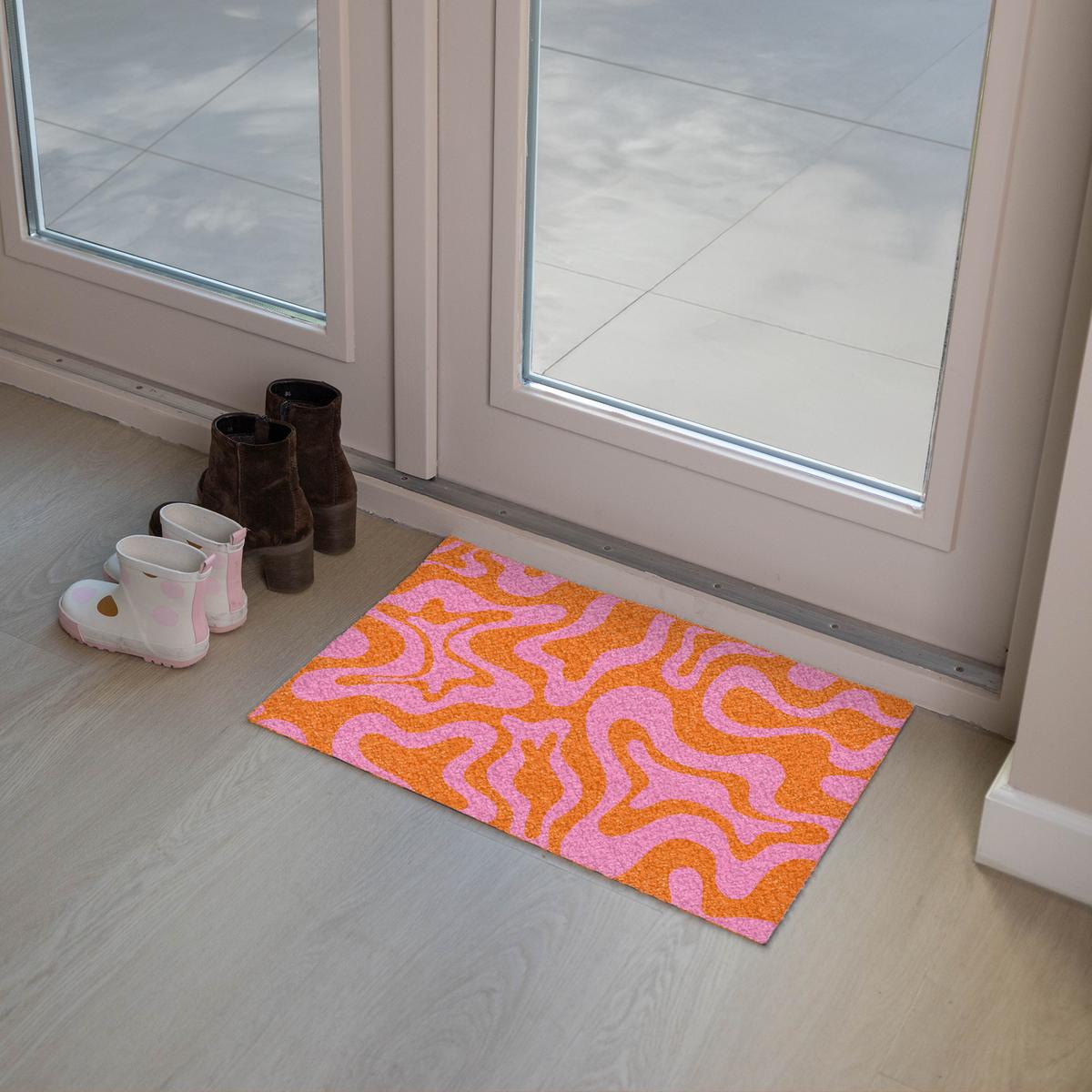 FUSSMATTE Muster - Rosa - Orange - Abstrakt - Modern Türmatte 60x40 cm - Pink, Kunststoff (60/0.4cm) - MuchoWow