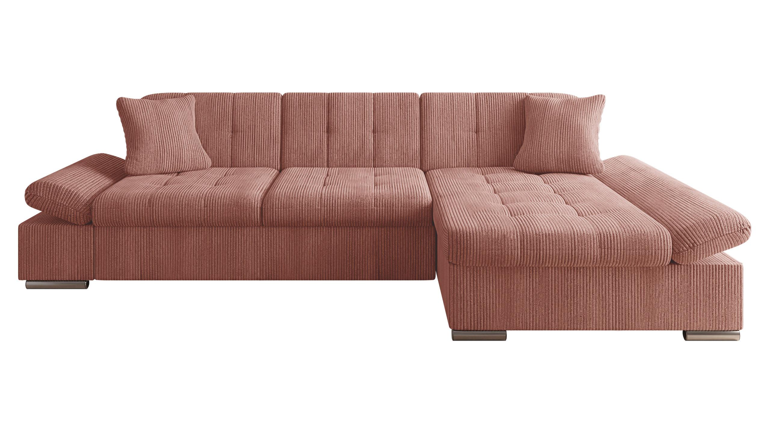 ECKSOFA Montana Cord, Seite: Rechts - Dunkelrosa, Holz/Textil (278/161cm) - MIRJAN24