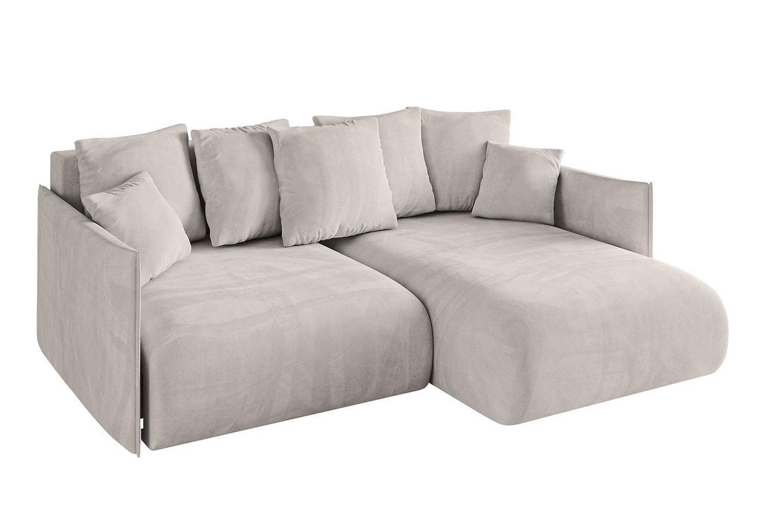 ECKSOFA Ottomane rechts ONESK-L 216x177x72 Hellbraun Velours - Hellbraun, Holzwerkstoff/Kunststoff (177/216cm) - ALTDECOR