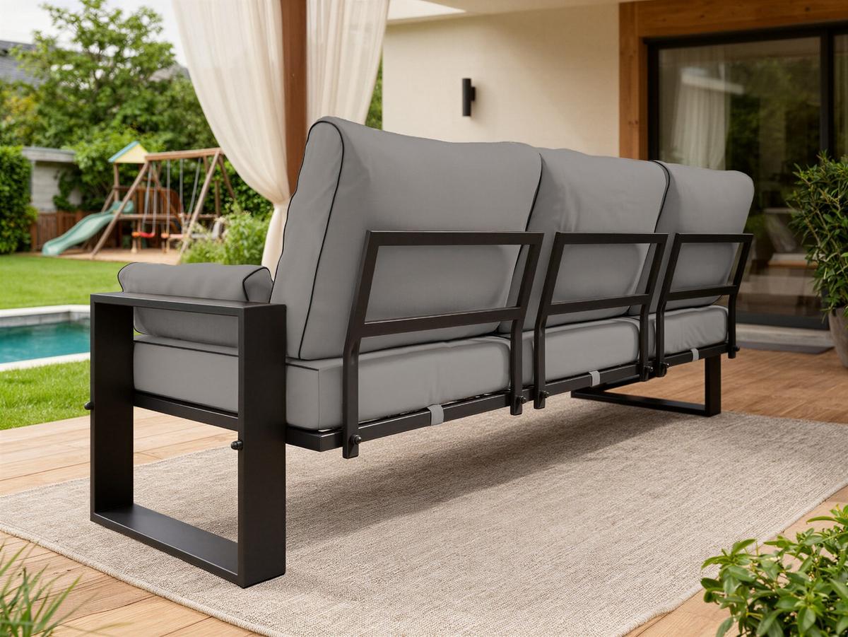 GARTENMÖBEL-SET ELBA: 1x Tisch, 2x Sofa - Grau - Grau, Textil - MKS