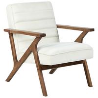 SESSEL Cremeweiß Kisa - Dunkelbraun/Weiß, Textil (74/84/80cm) - Beliani