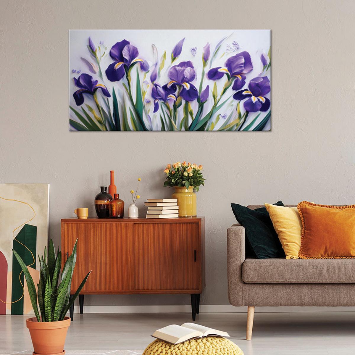 LEINWANDBILD Lila Irisblüten 120x60cm - Lila, Textil (120/60cm) - Feeby