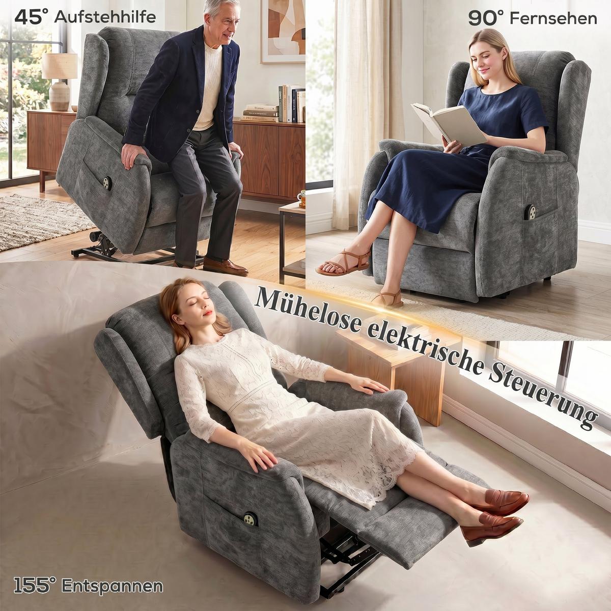 RELAXSESSEL Polyester Dunkelgrau - Dunkelgrau/Schwarz, Holz/Textil (76/103/89cm) - HOMCOM