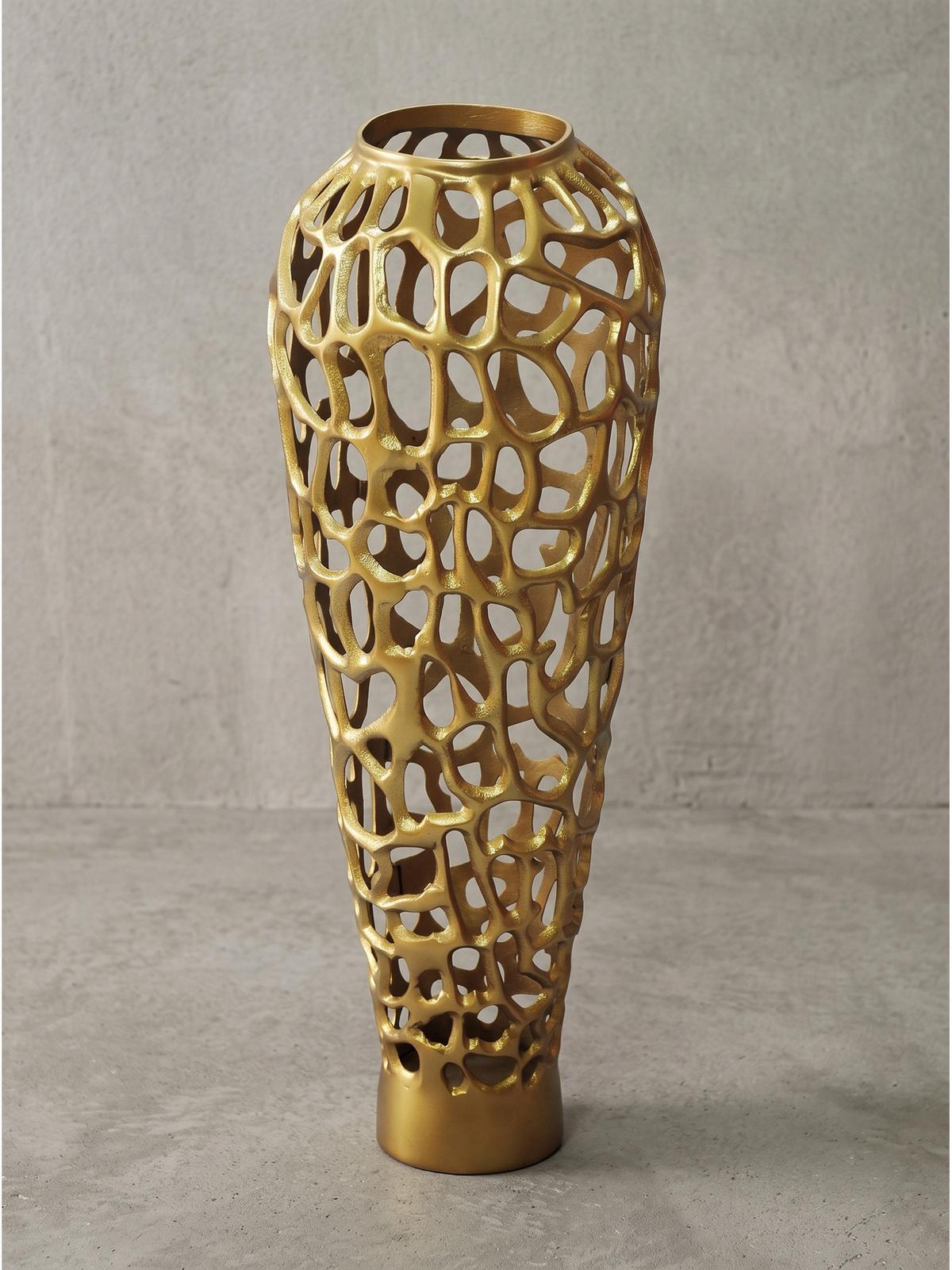 BODENVASE ASTLUX, Aluminium, handgefertigt, Gold, Ø 31 x 85 cm - Goldfarben, Metall (85cm) - KADIMA DESIGN
