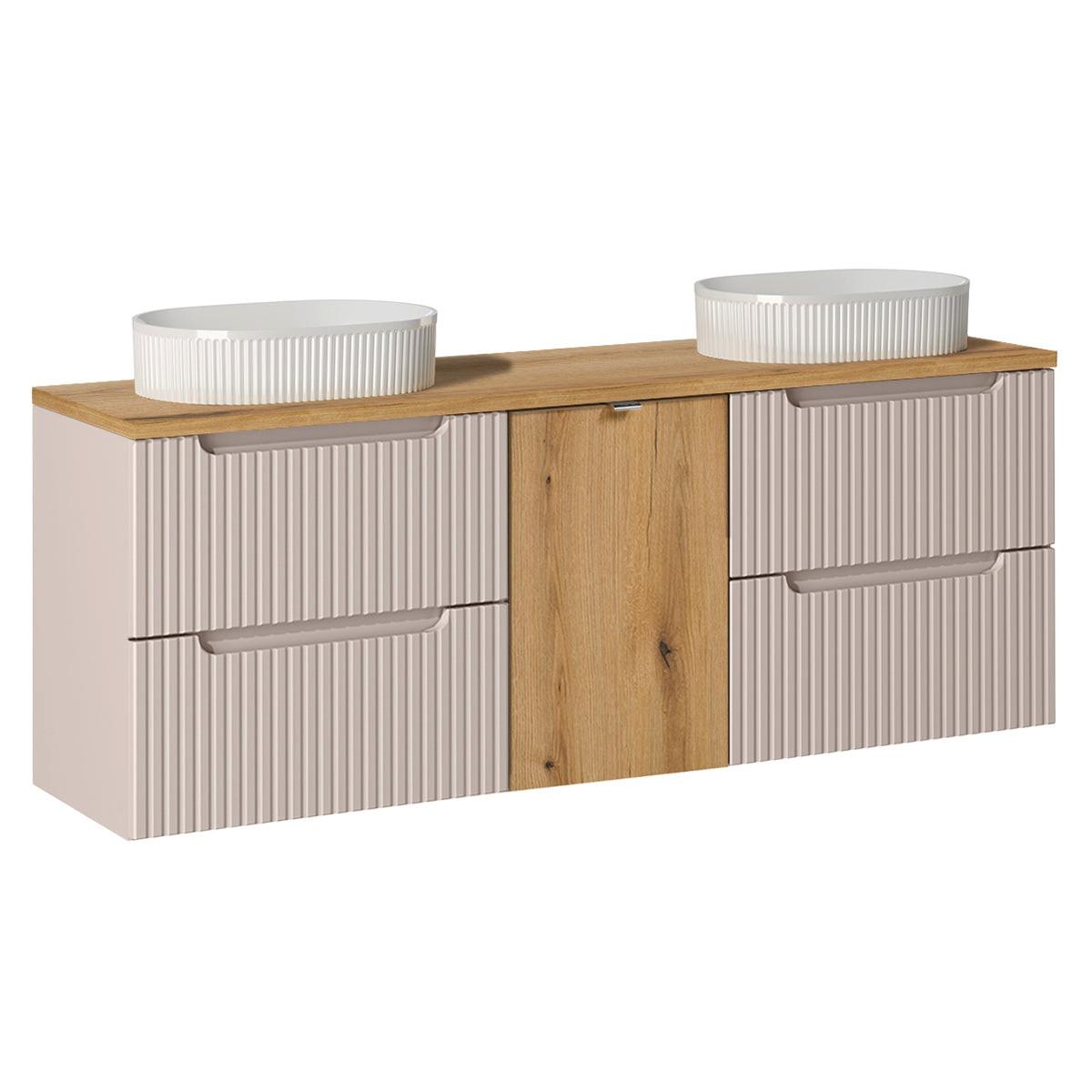 DOPPELWASCHTISCH 160.4cm Riva Kaschmir - Beige, Holzwerkstoff (160.4/59.5/40cm) - Petits-meubles