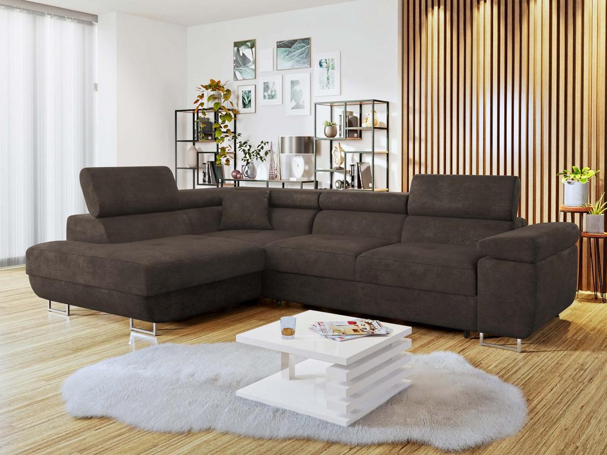 ECKSOFA Torezio, Seite: Links - Dunkelbraun, Holz/Textil (274/203cm) - MIRJAN24