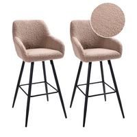 BARSTÜHLEN 2er-Set Taupe Casmalia - Taupe/Schwarz, Textil/Metall (50/103/54cm) - Beliani