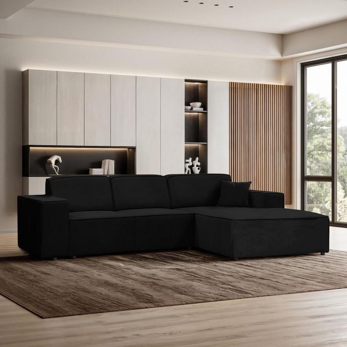 ECKSOFA ohne Schlaffunktion Pedro L schwarz rechts - Schwarz, Kunststoff/Textil (267/170cm) - Beautysofa