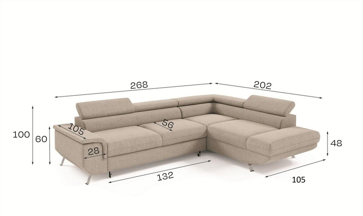 ECKSOFA Plato Mit Schlaffunktion - Hellgrau, Holzwerkstoff/Textil (268/202cm) - Fun Möbel