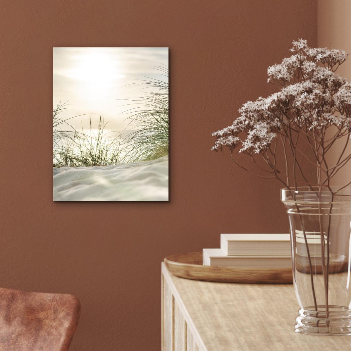 METALLBILD Dünen mit Strandhafer in der Sonne des Nationalparks Schleswig-Holsteinisches Wattenmeer 30x40 cm - Creme, Metall (30/40cm) - MuchoWow