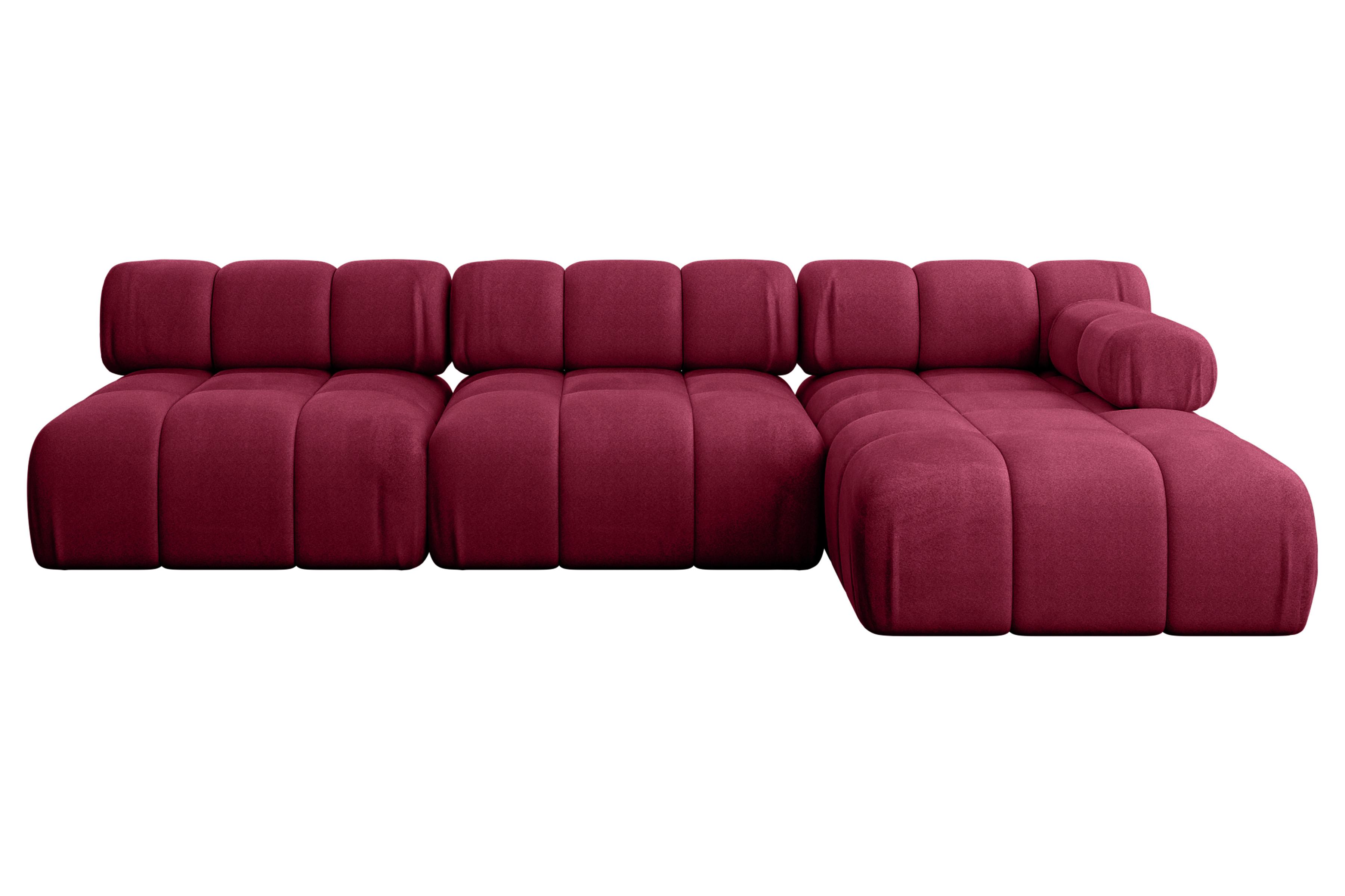 ECKSOFA modulares Sofa Razon-L2 - 285x160x70 cm Bordeauxrot Velours - Bordeaux, Holzwerkstoff/Textil (285/160cm) - ALTDECOR