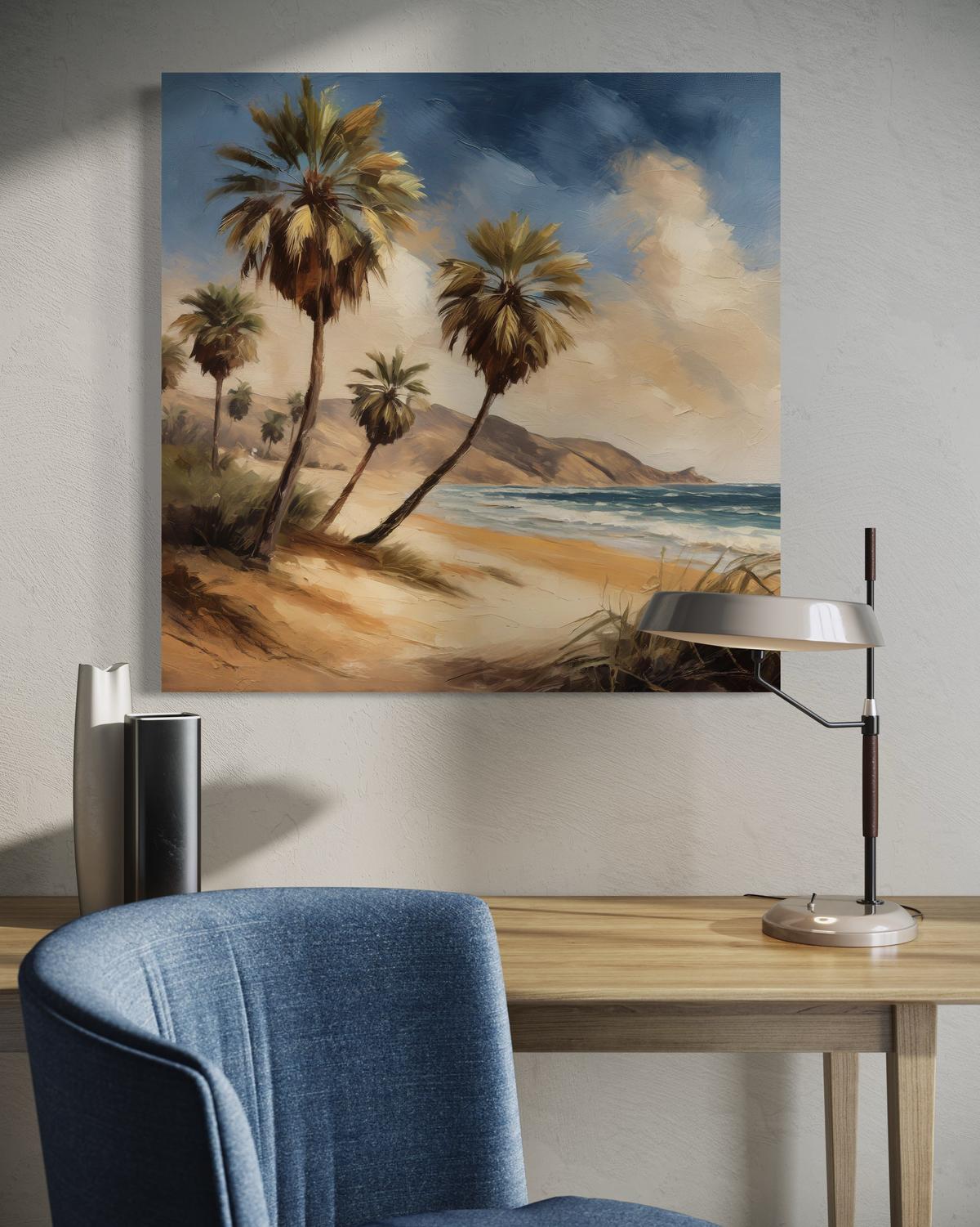 WANDBILD palmen meer tropische landschaft - Beige, Textil (50/50cm) - Feeby