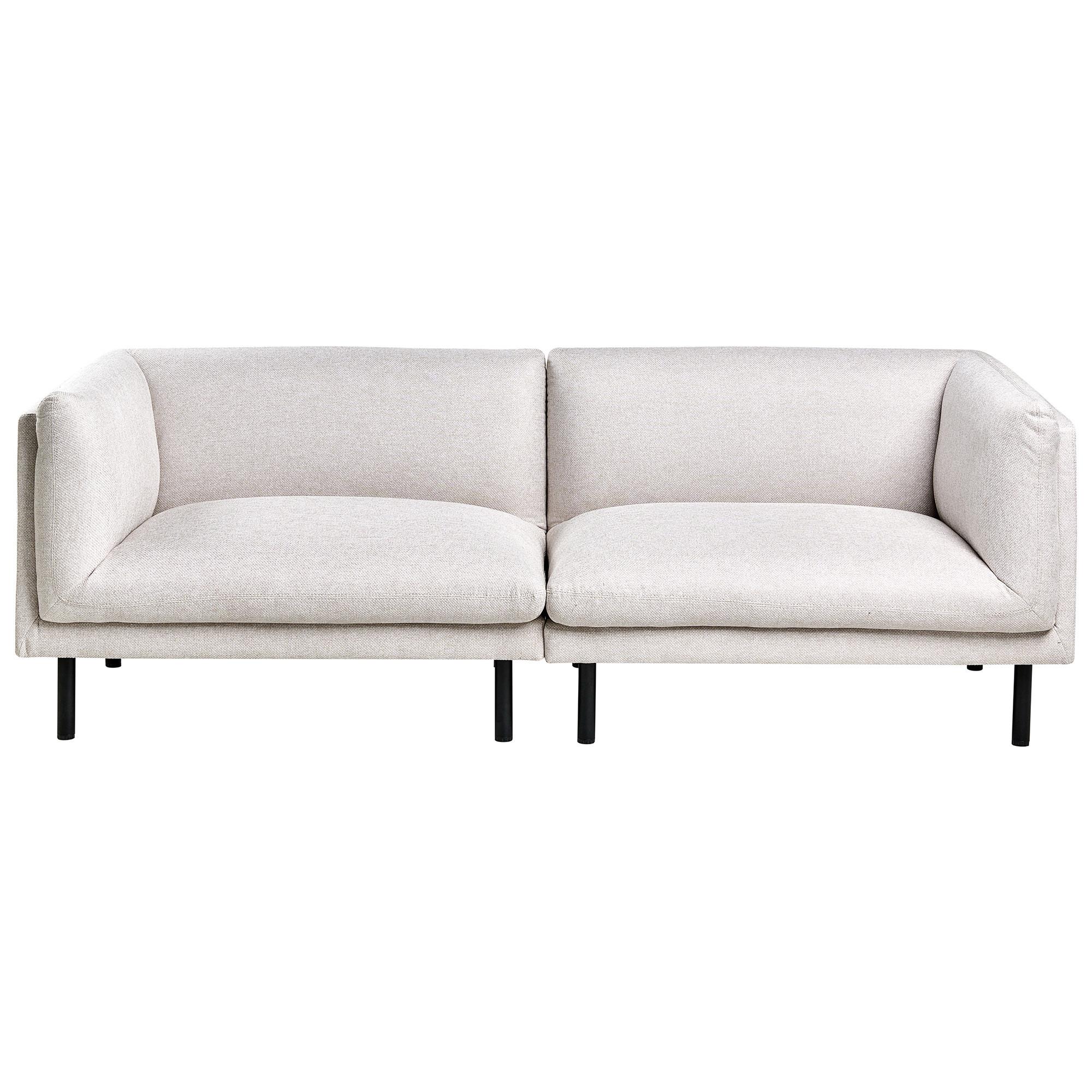 3-SITZER-SOFA Stoff Hellbeige Vorgod - Beige, Textil (221/76/84cm) - Beliani