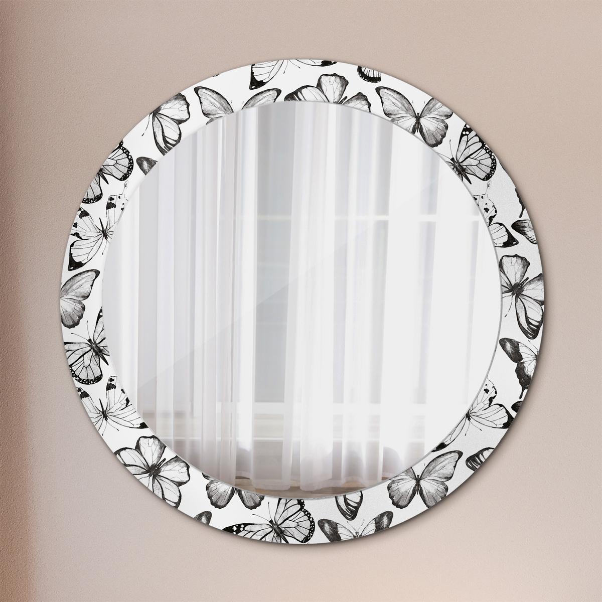 SPIEGEL Rund Ø 80 cm mit Aufdruck - Schwarz, Glas (80/80/0.4cm) - Wallfluent
