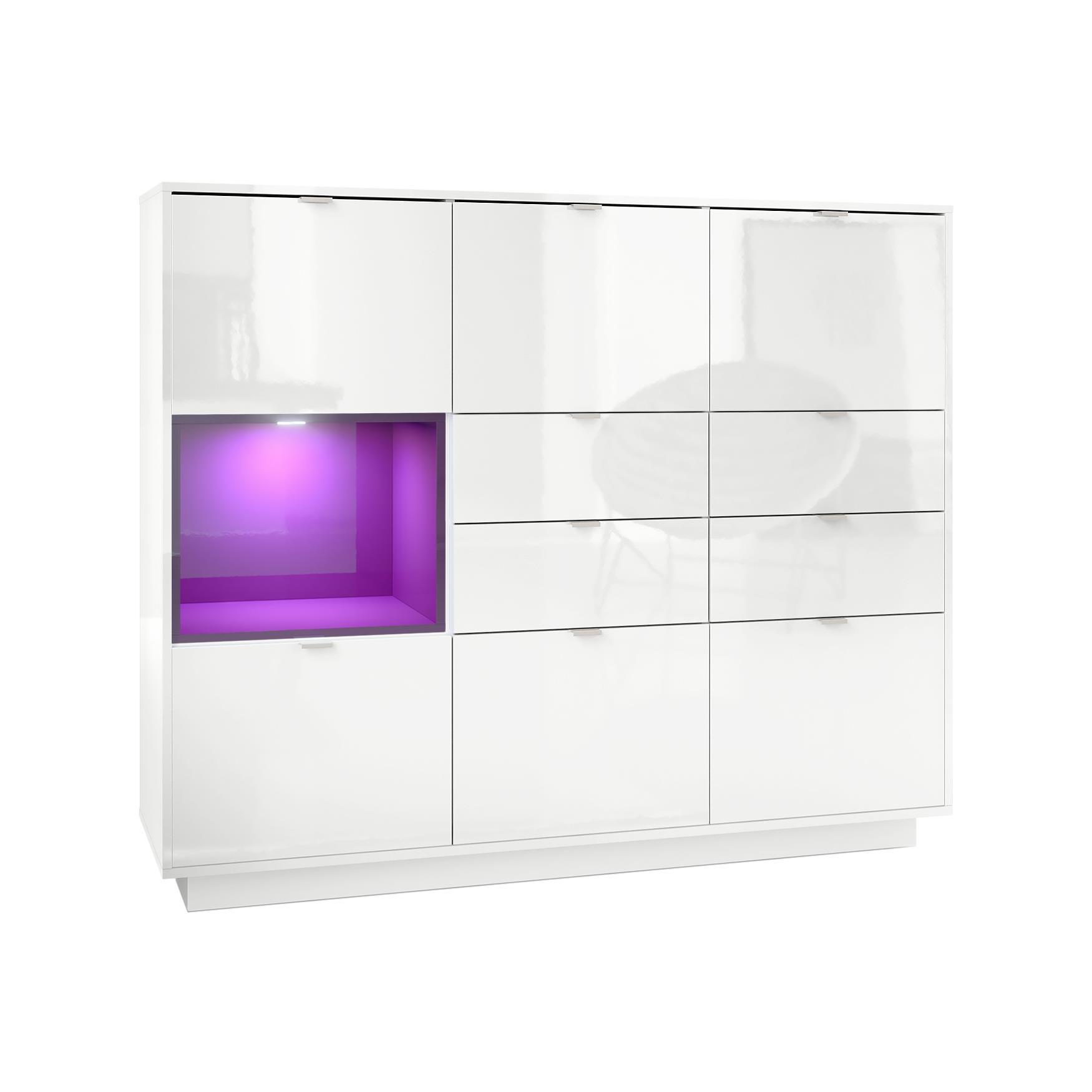 HIGHBOARD Metro Einsatz in Brombeer Hochglanz - Brombeere, Holzwerkstoff (153/123/37cm) - Vladon