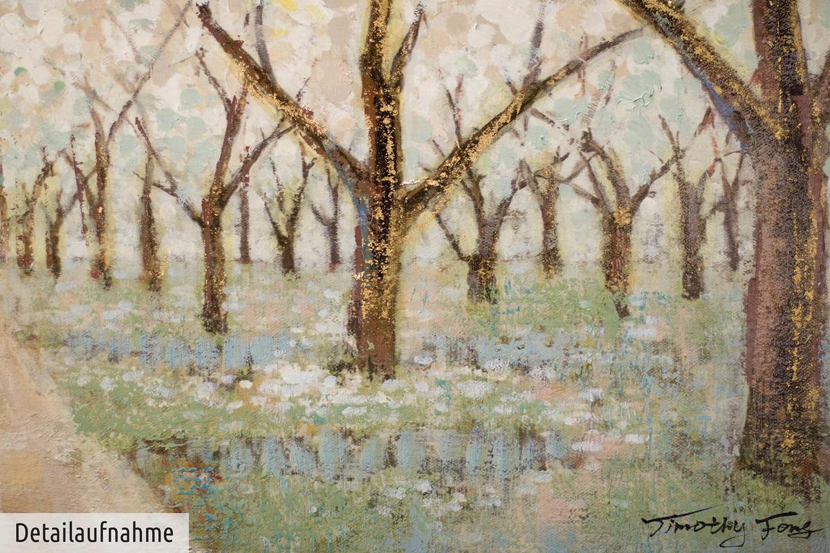 ACRYLBILD HANDGEMALT 100/75 cm - Weiß/Braun, Holz/Textil (100/75cm) - KUNSTLOFT