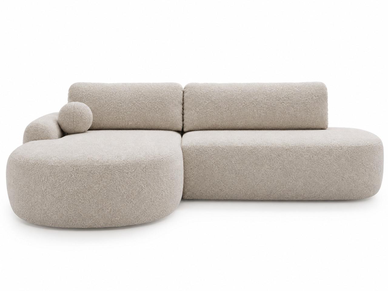 ECKSOFA Aurio O Bouclé-Stoff Creme Links - Creme, Holz/Textil (271/177cm) - Graingold