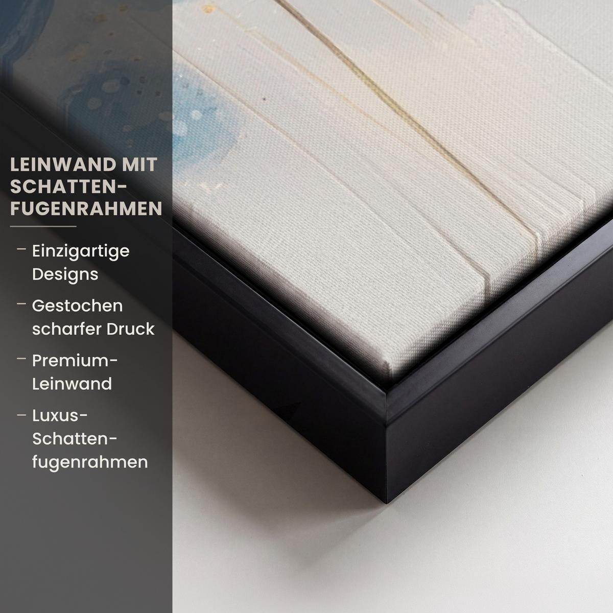 LEINWAND Bilder mit Rahmen - Blumen - Blau - Abstrakt - 60x40 - Hellgrau, Textil (60/40cm) - MuchoWow