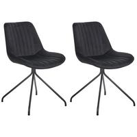 ESSZIMMERSTUHL 2er-Set Samtstoff Schwarz Navasota - Schwarz, Textil/Metall (47/83/62cm) - Beliani