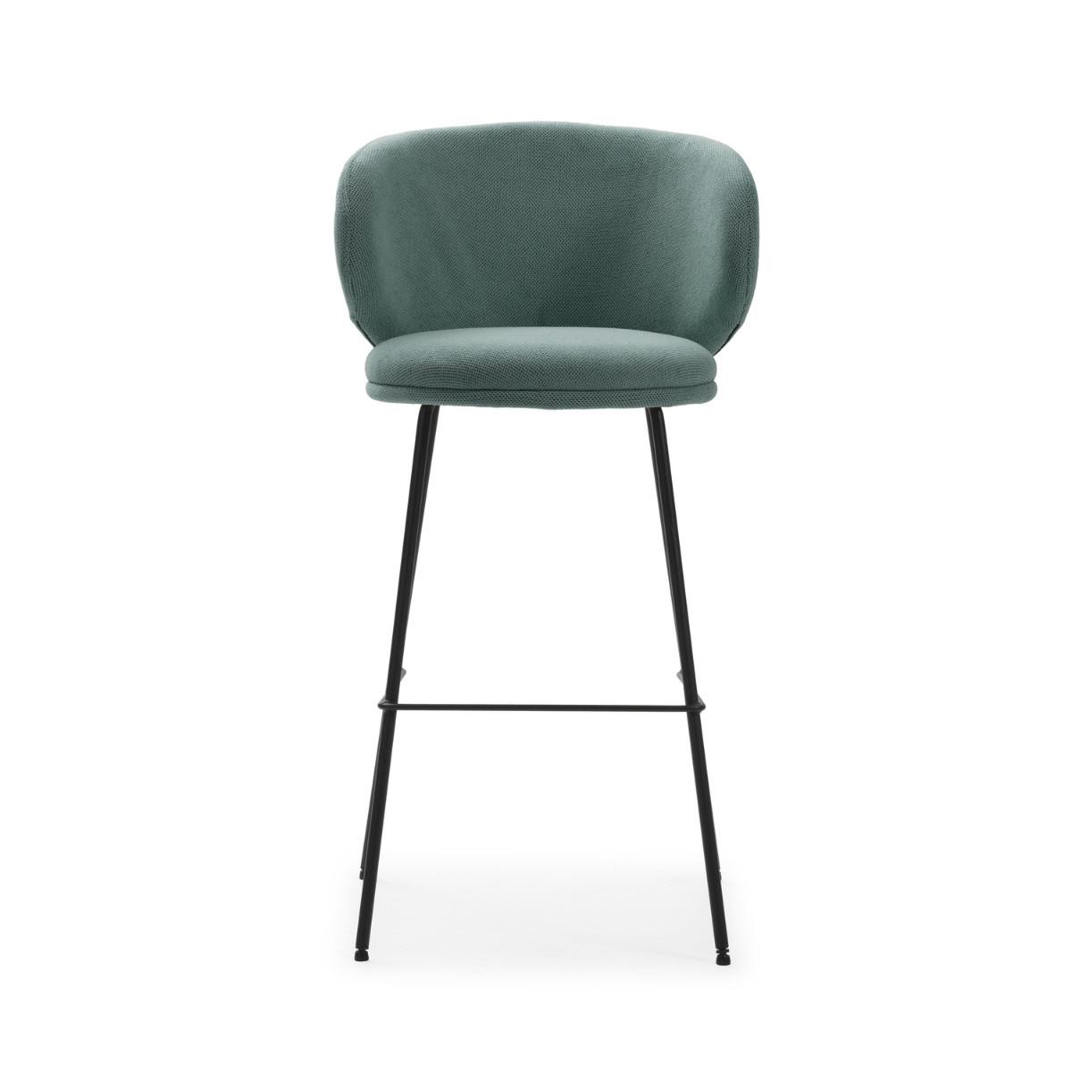 BARHOCKER (Set aus 2) aus Stoff mit schwarzen Metallbeinen - rush 56/53/65 cm - Grün, Textil (53/65/56cm) - Calicosy