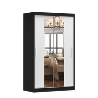 SCHWEBETÜRENSCHRANK Neomi 01 Schwarz/Weiß + Spiegel 120 cm - Alufarben/Schwarz, Holzwerkstoff/Kunststoff (120/200/61cm) - imoebel24