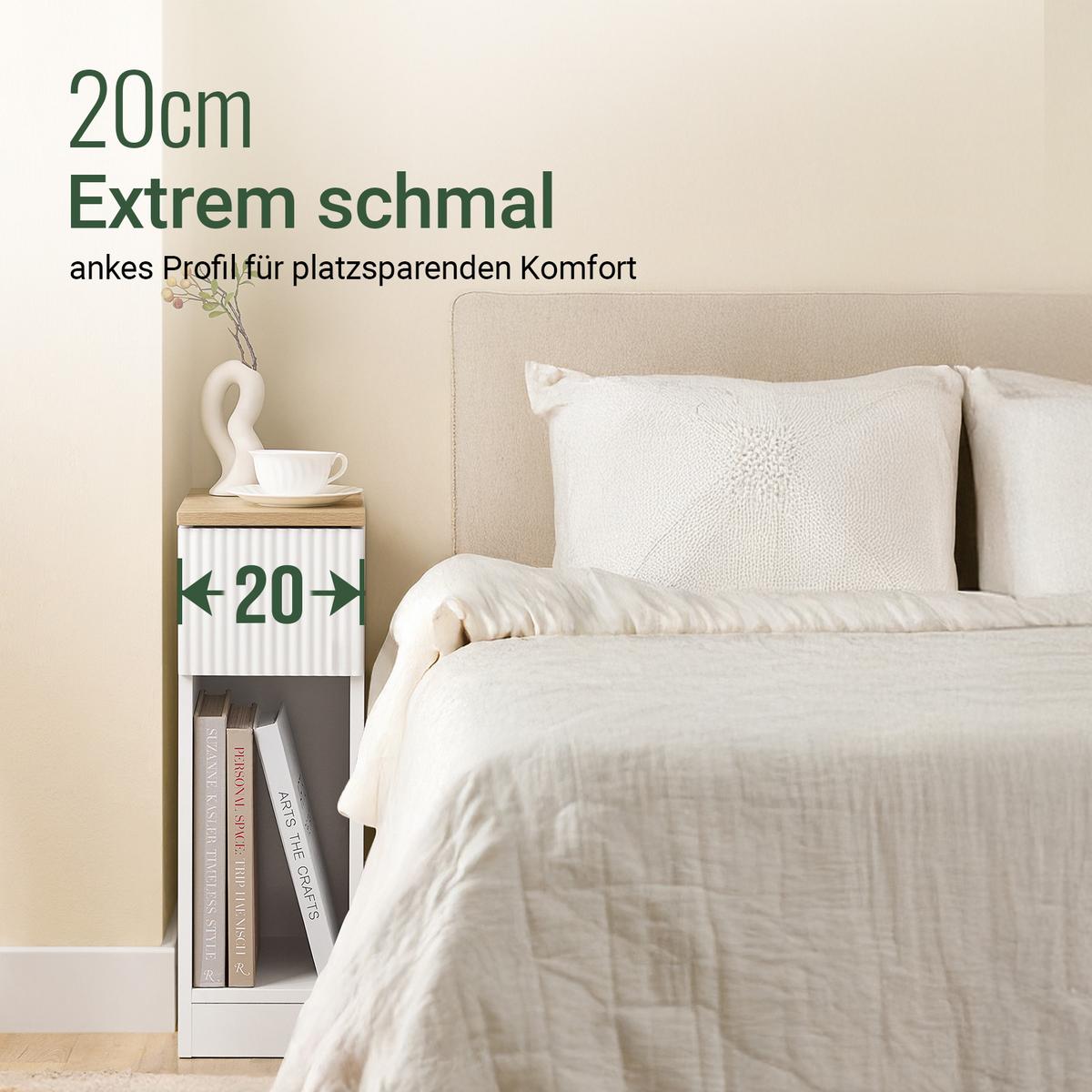 NACHTTISCH Weiß - Kaschmir, Holzwerkstoff (20/60/35cm) - SoBuy