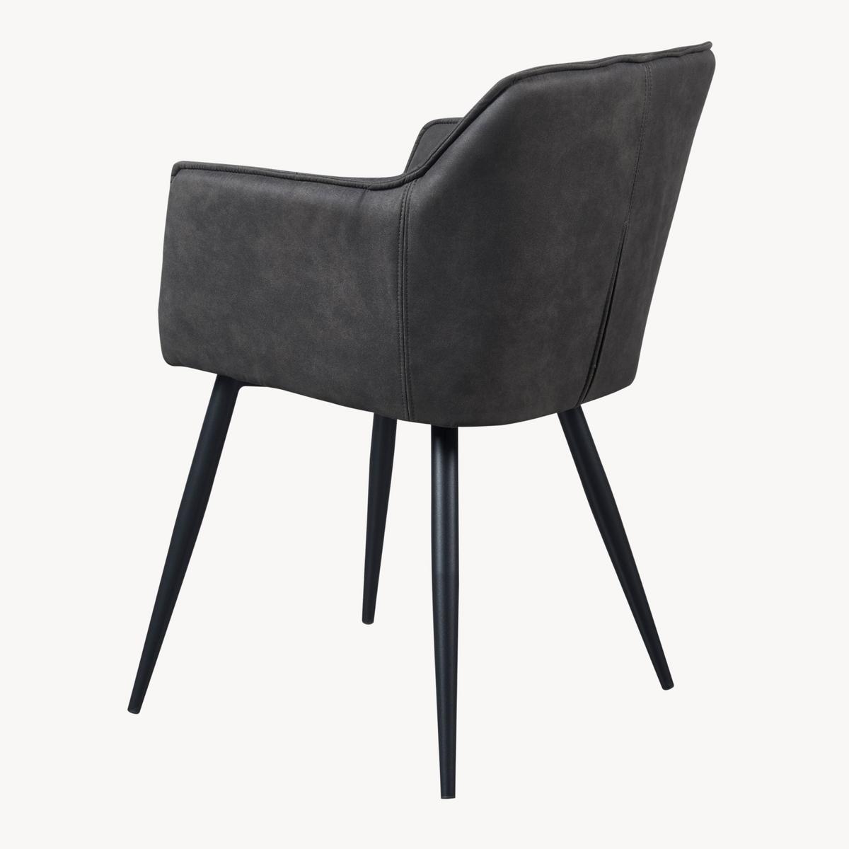 ARMLEHNSTUHL Birmingham - Dunkelgrau/Schwarz, Textil/Metall (60/82/59cm) - [en.casa]