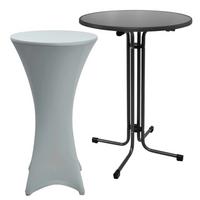 STEHTISCH Sylt Ø 70cm Grau mit Stella Stehtischhusse Ø 70cm Silber - Silberfarben/Zinkfarben, Kunststoff/Textil (70/70/110cm) - Beautissu 