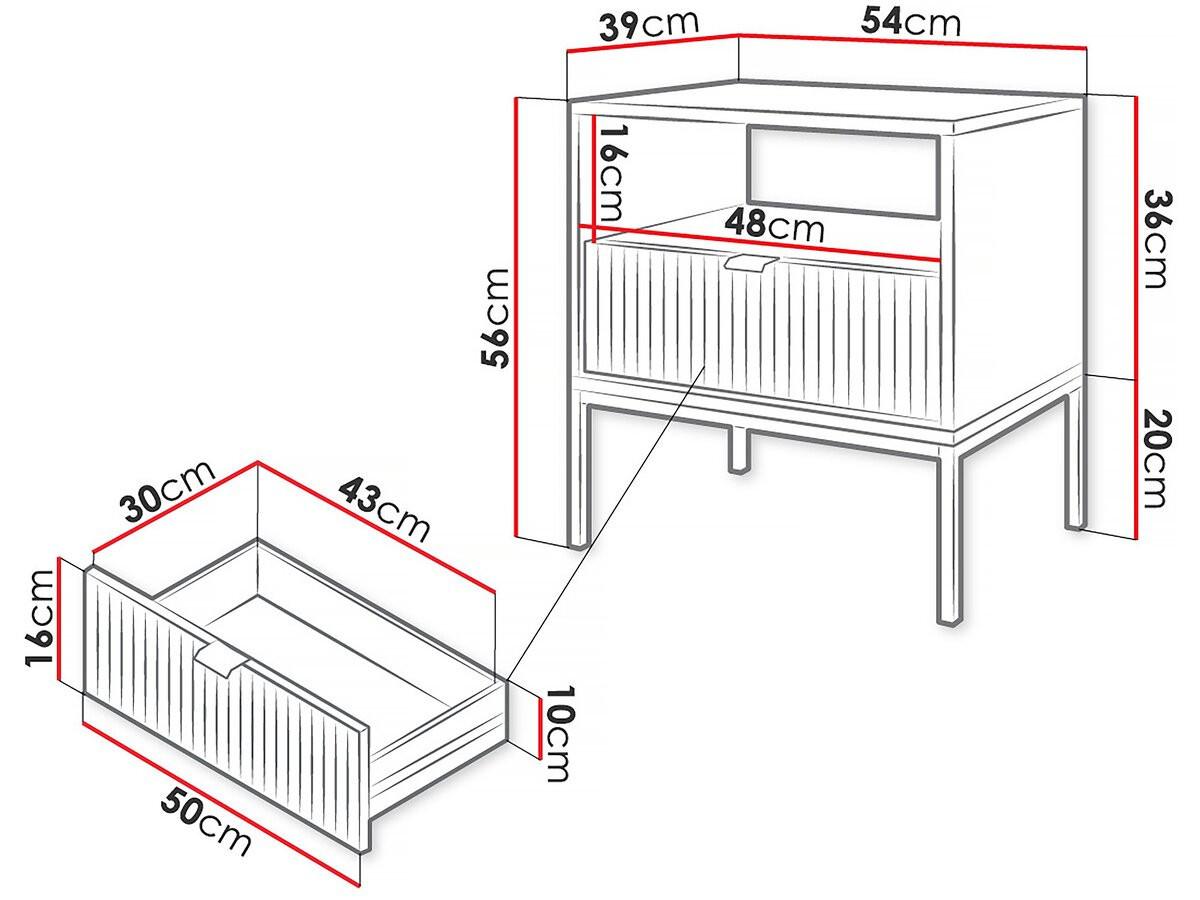 NACHTTISCH tunis weiss - Weiß, Holzwerkstoff (56/39/54cm) - Habitat Garten
