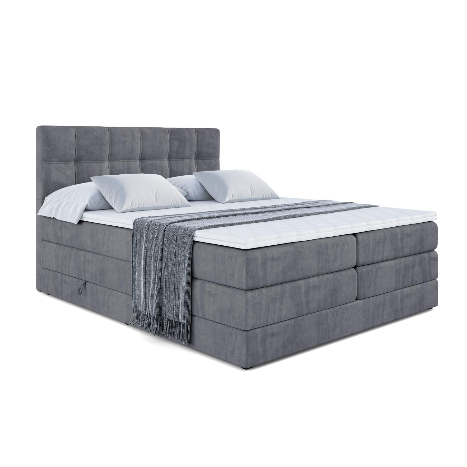 BOXSPRINGBETT MARCE KING - 200x200 - H3/H4 - Dunkelgrau - Dunkelgrau, Holzwerkstoff (200/200cm) - ALTDECOR