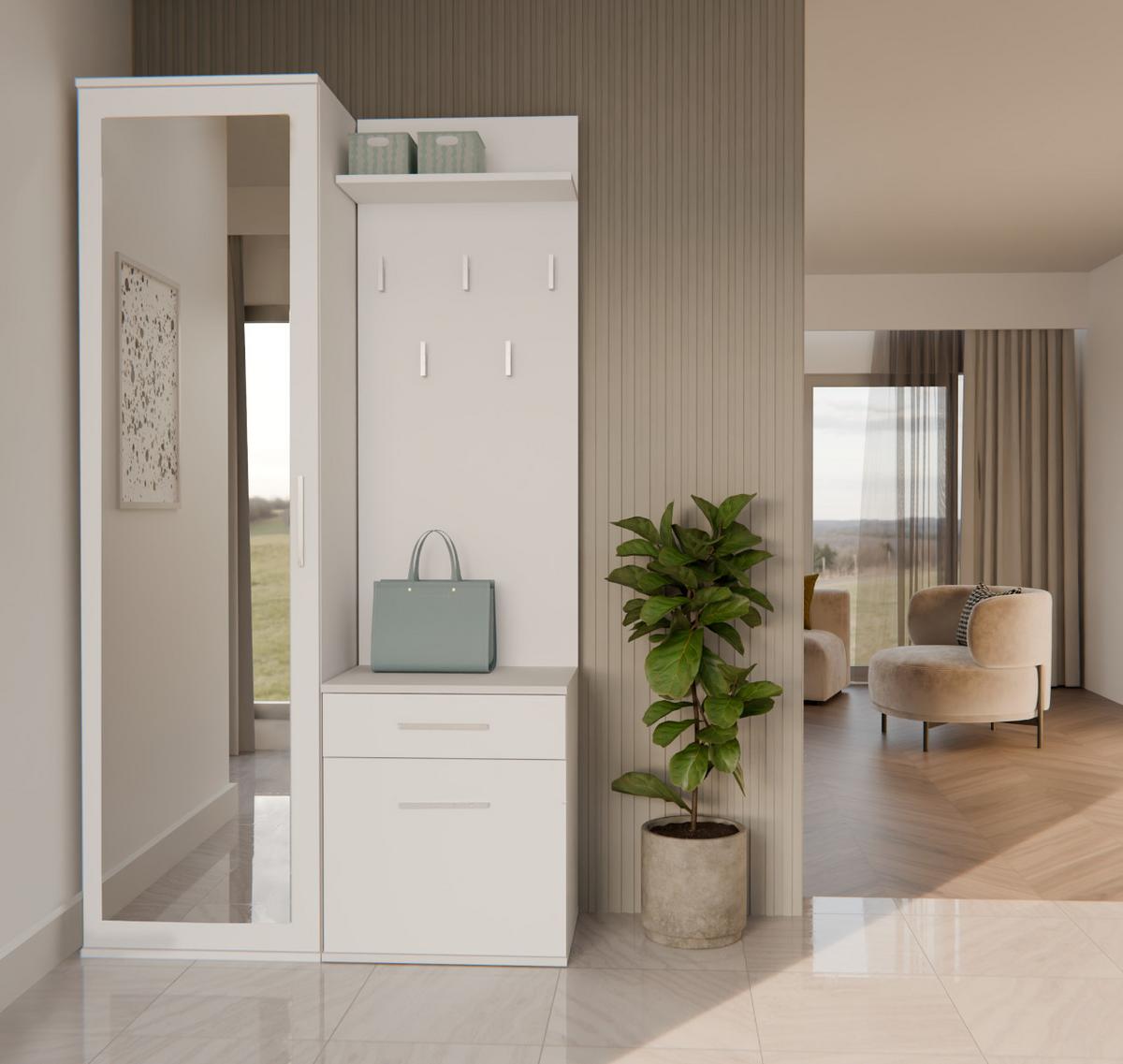 GARDEROBE modern mit Spiegel Schrank Duo Weiß 100/180/35 - Weiß, Holzwerkstoff (100/180/35cm) - RAUMHIRSCH FURNITURE