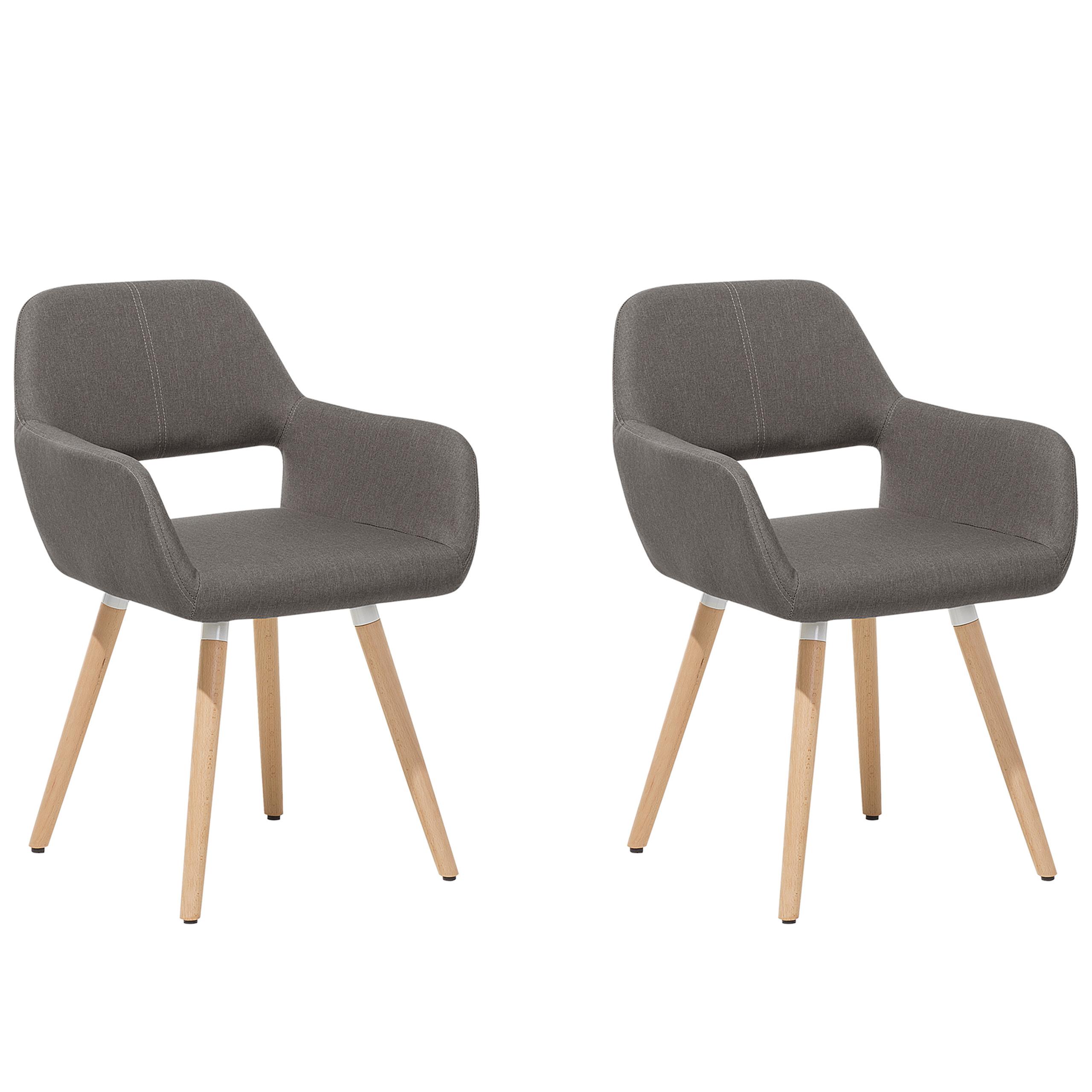 ESSZIMMERSTUHL 2er-Set Polsterbezug Braun Chicago - Braun, Holz/Textil (56/81/56cm) - Beliani