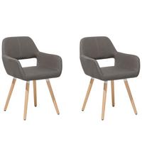 ESSZIMMERSTUHL 2er-Set Polsterbezug Braun Chicago - Braun, Holz/Textil (56/81/56cm) - Beliani