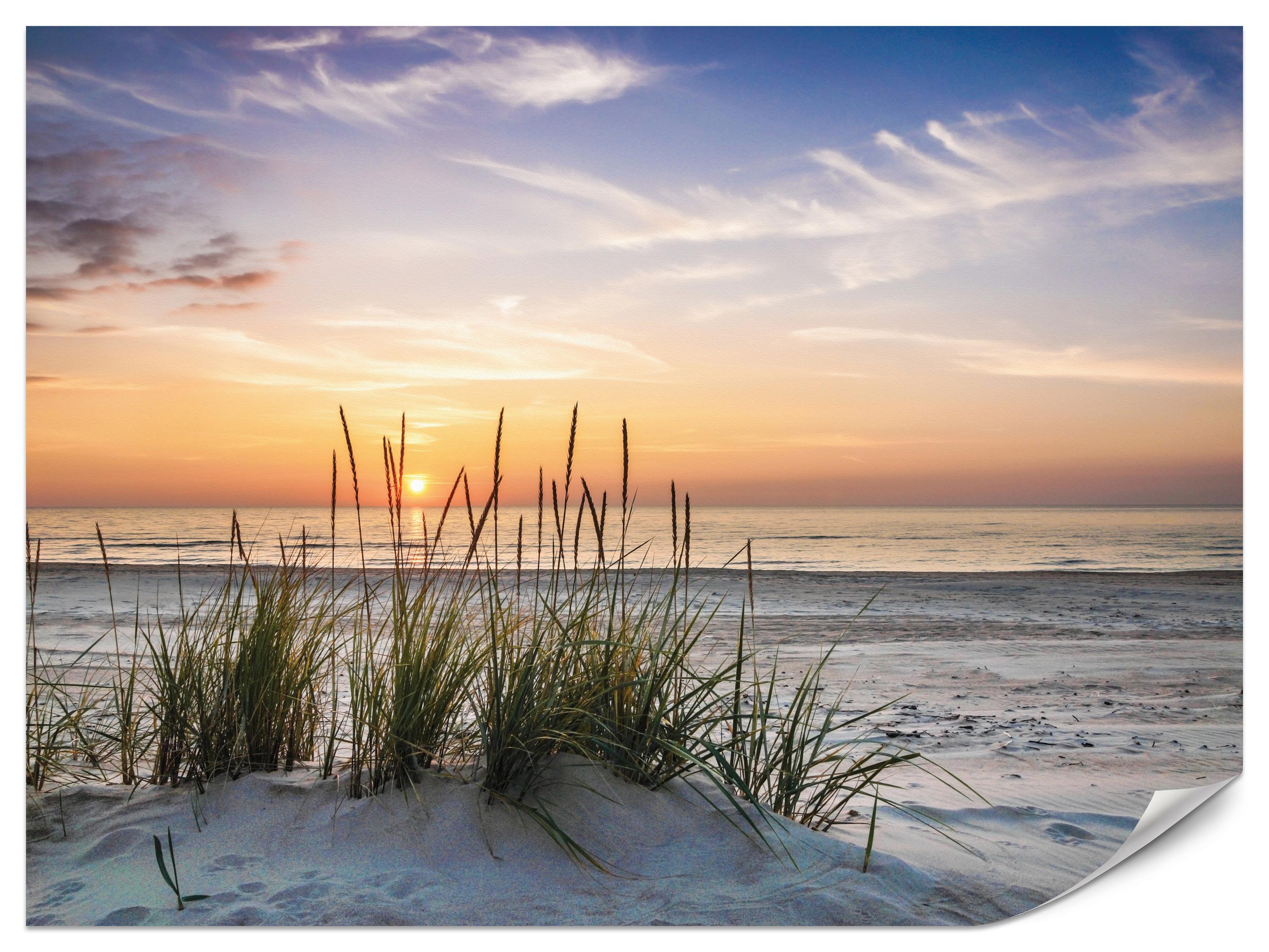 FOTOTAPETE Meer STRAND Dünen Sonnenuntergang Landschaft 3D 350x256cm - Beige/Violett, Papier (350/256cm) - Muralo