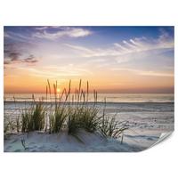 FOTOTAPETE Meer STRAND Dünen Sonnenuntergang Landschaft 3D 350x256cm - Beige/Violett, Papier (350/256cm) - Muralo
