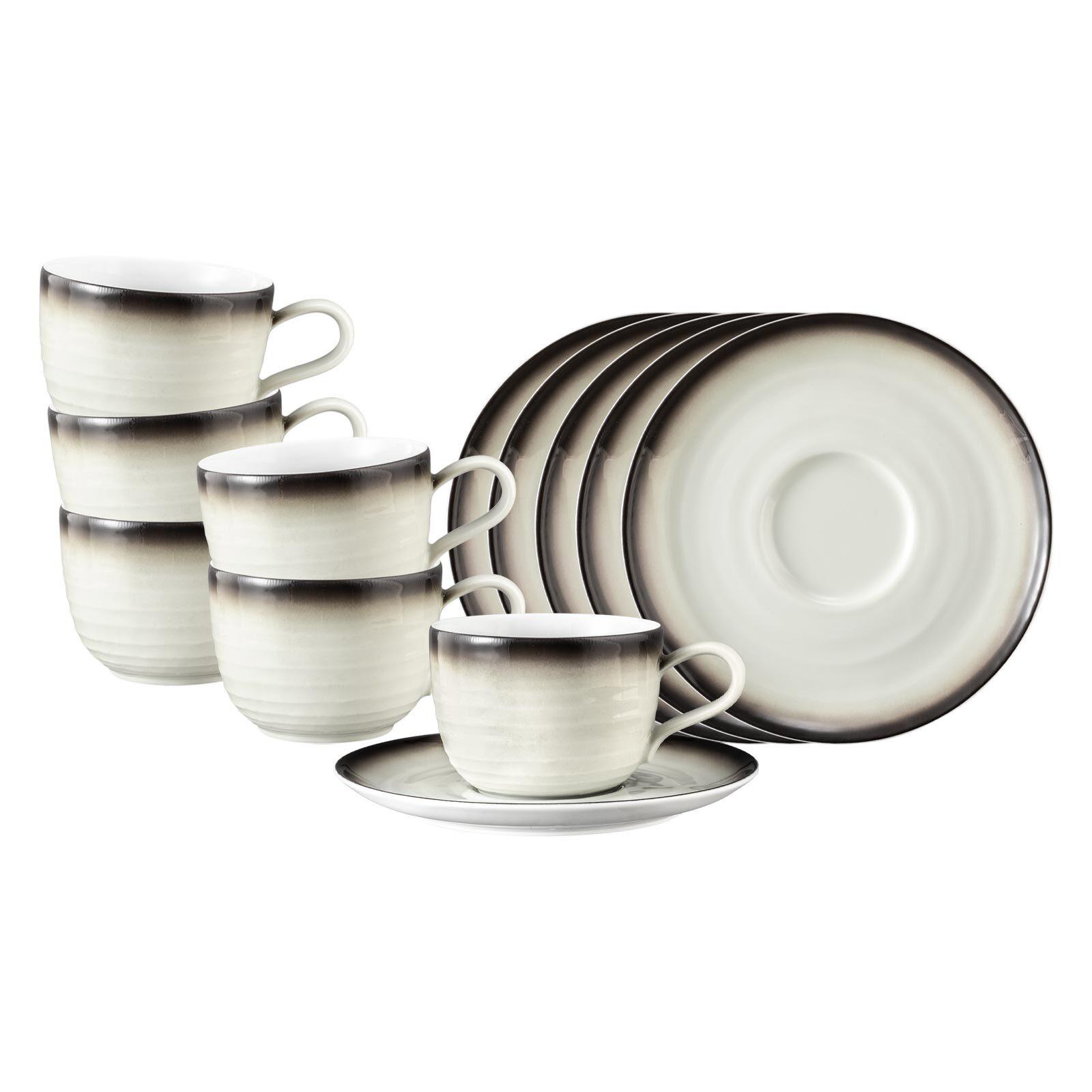 KAFFEETASSEN MIT UNTERTASSEN Terra Corso 260 ml 6er Set - Beige/Grau, Keramik (0.26L) - Seltmann Weiden