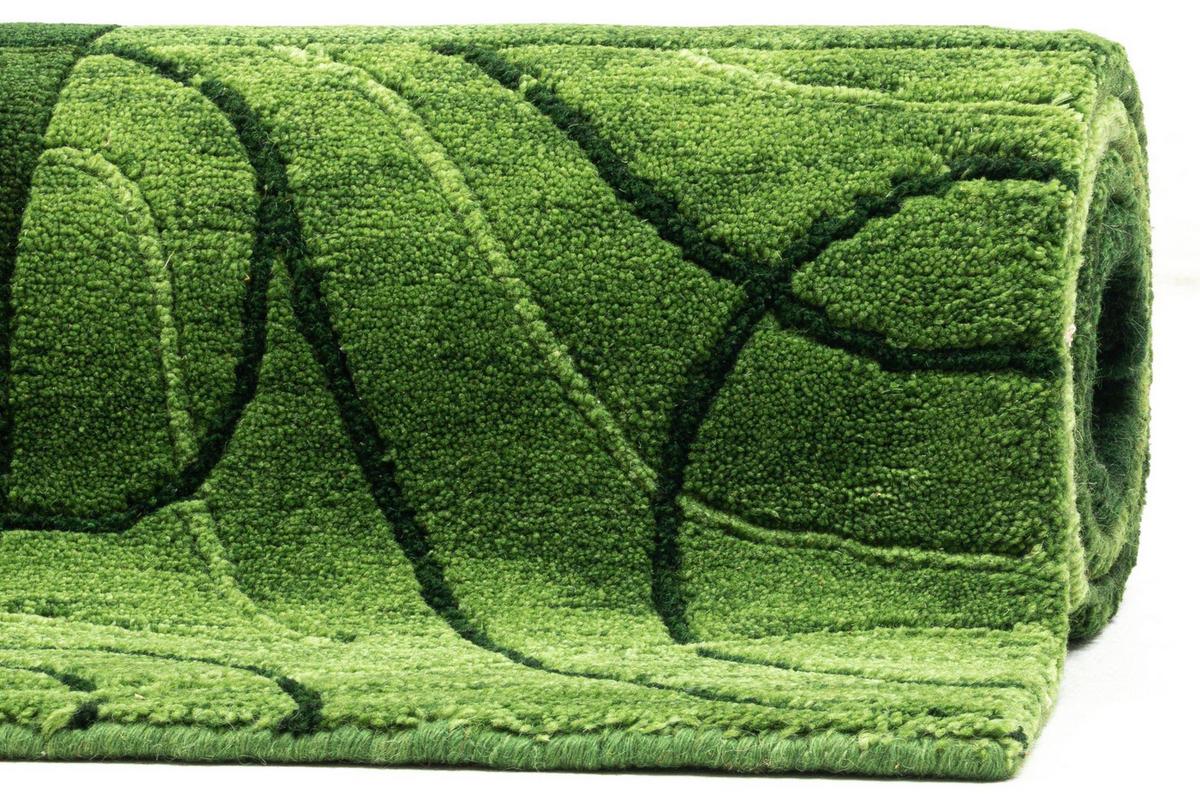 HANDKNÜPFTEPPICH Domas 60x90 cm - Grün, Textil (60/90cm) - THEKO