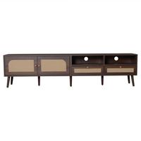 LOWBOARD Retro Rattan-Design, 200/37/49.5cm - Walnussfarben, Holzwerkstoff (200/50/37cm) - Urban Meuble