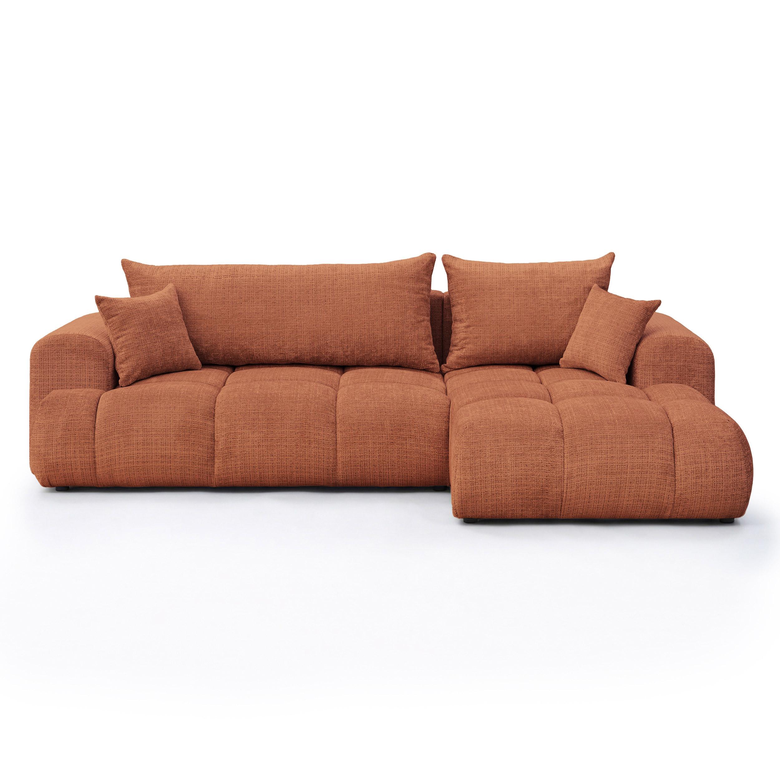 ECKSOFA MILANO Rechts mit Schlaffunktion und Bettkasten Orange - Orange, Kunststoff/Textil (265/145cm) - Idohome