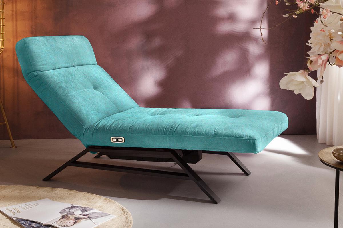 LIEGE MIT MOTORISCHER RELAXFUNKTION AMERIVA Smaragdgrün Velvet Relaxfunktion - Smaragdgrün/Schwarz, Textil (80/110/158cm) - KAWOLA