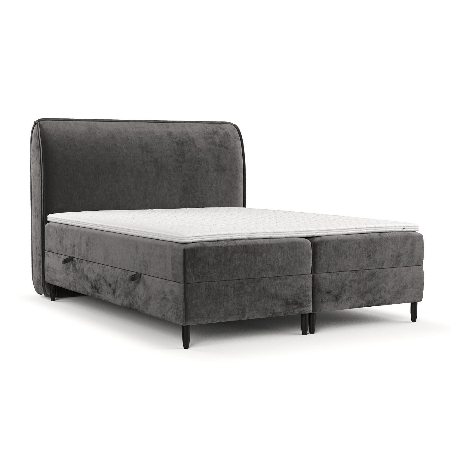 BOXBETT Lunaro 120/200 cm Stahl im Lotta Stoff - Graphitfarben/Schwarz, Holz/Holzwerkstoff (120/200cm) - AltaBeds