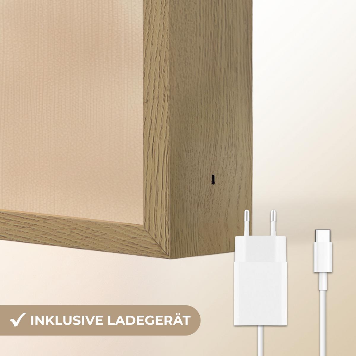 WANDLEUCHTE MIT AKKU Schleife - Streifen - Minimalistisch - Schwarz 90x60 cm - Beige, Holzwerkstoff (90/60/8cm) - OnlyWow