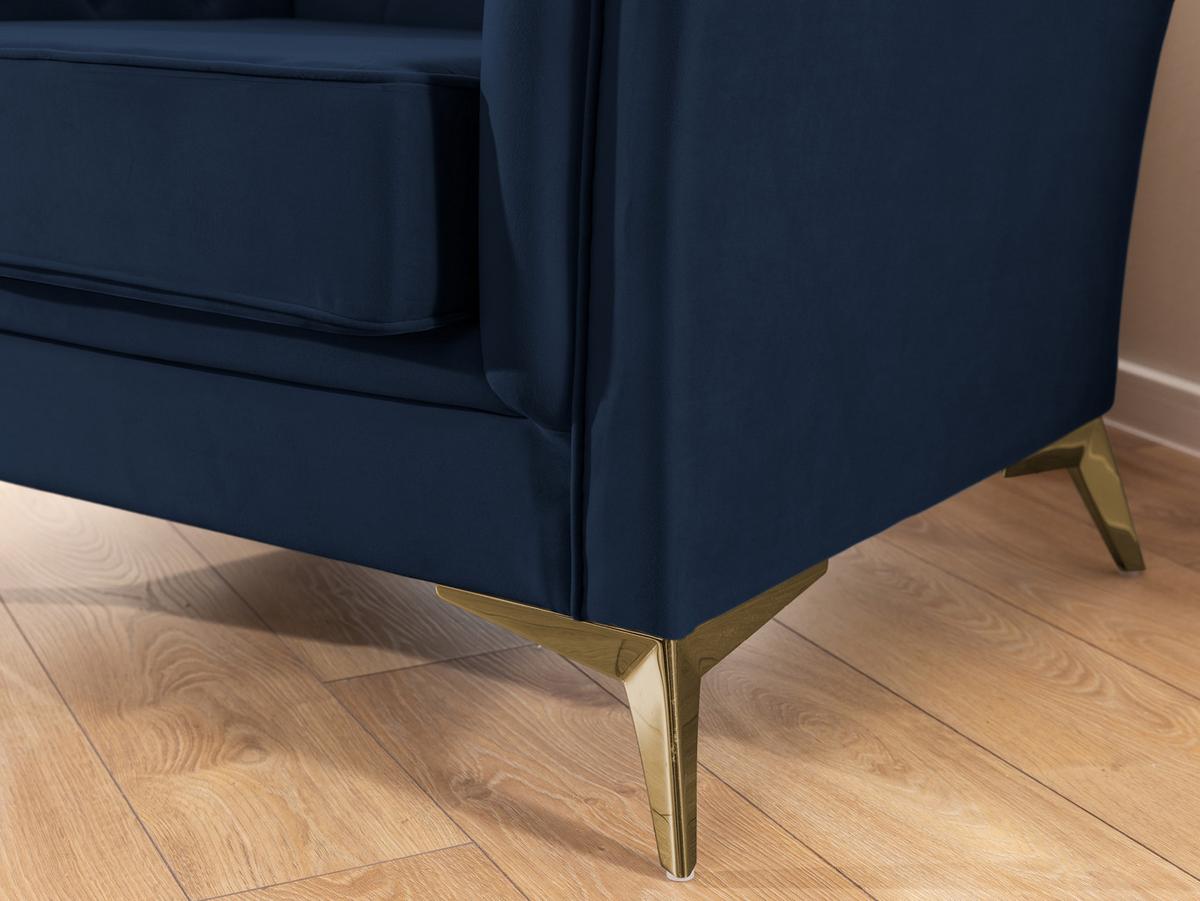 CHESTERFIELD-SESSEL Whitby Marineblau Samt mit goldenen Füßen - Goldfarben/Dunkelblau, Holz/Textil (116/78/82cm) - S-Style Möbel