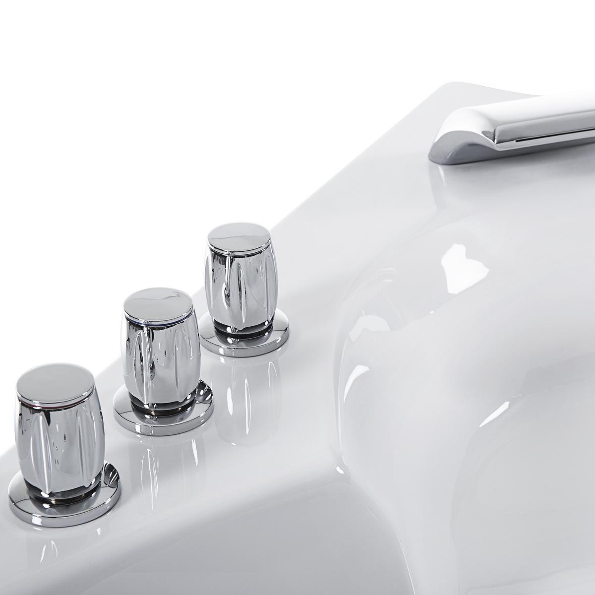 WHIRLPOOL-BADEWANNE mit LED 150x205x56 cm weiß Senado - Weiß, Kunststoff (150/56/205cm) - Beliani