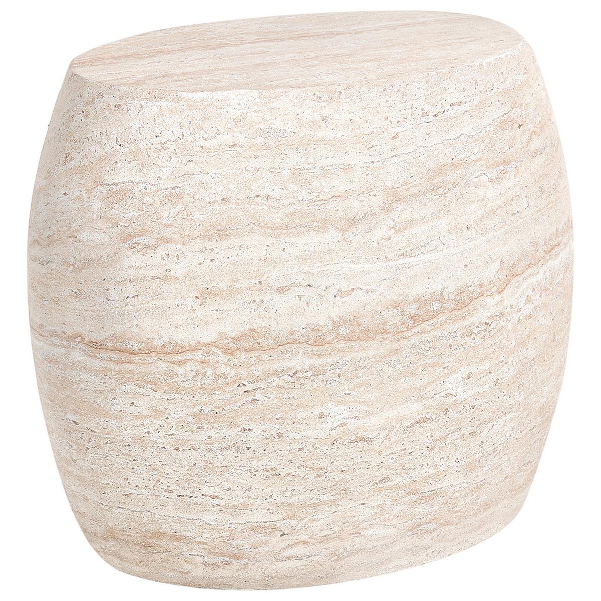 BEISTELLTISCH 40/58 cm Travertinoptik Ricadi - Beige, Keramik (40/58/52cm) - Beliani