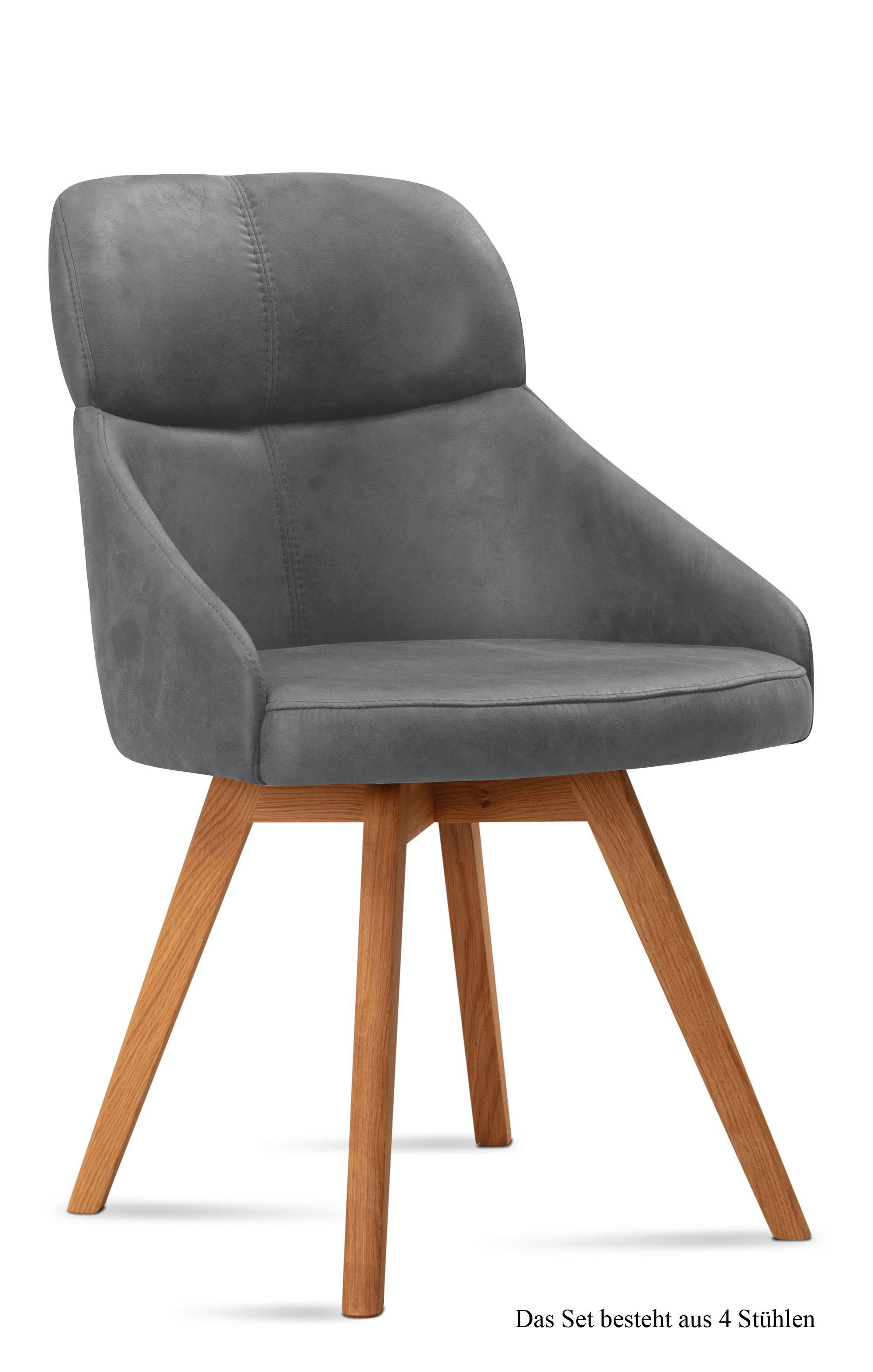 ESSZIMMERSTUHL (4er-Set) Donna 52x82x63 Eiche geölt/Grau - Eichefarben/Grau, Kunststoff (63/82/52cm) - 58aufmkessel
